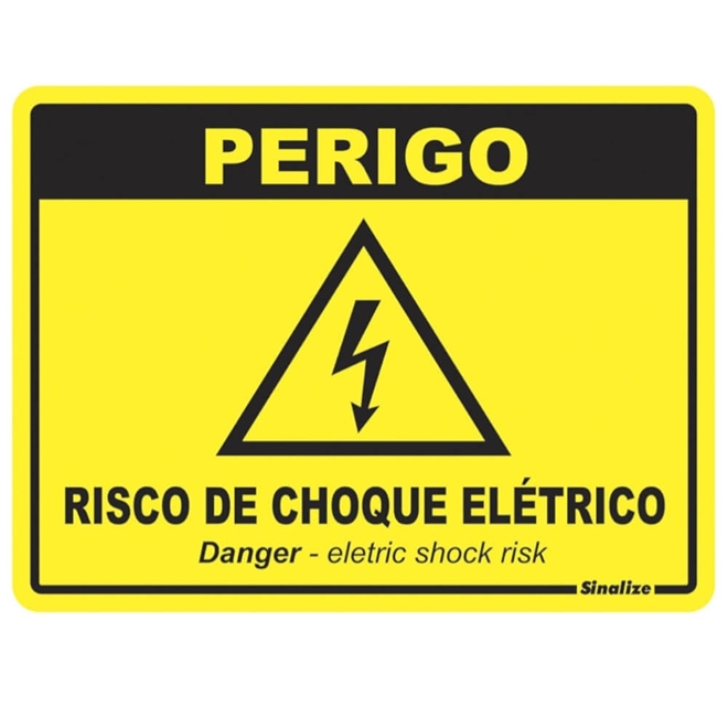 Placa De Poliestireno Auto Adesiva X Cm Perigo Risco De Choque