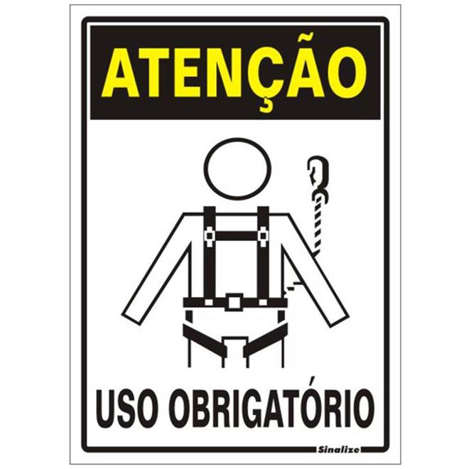 Placa de Poliestireno Auto Adesiva 20x30cm Atenção Uso Obrigatorio de