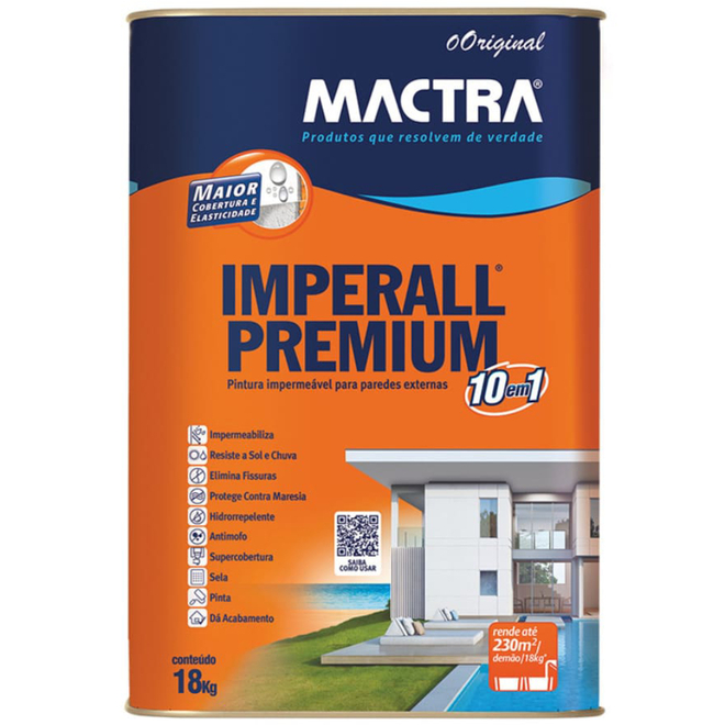 Tinta Acrílica Impermeável Imperall Premium Branco 10 EM 1 18KG