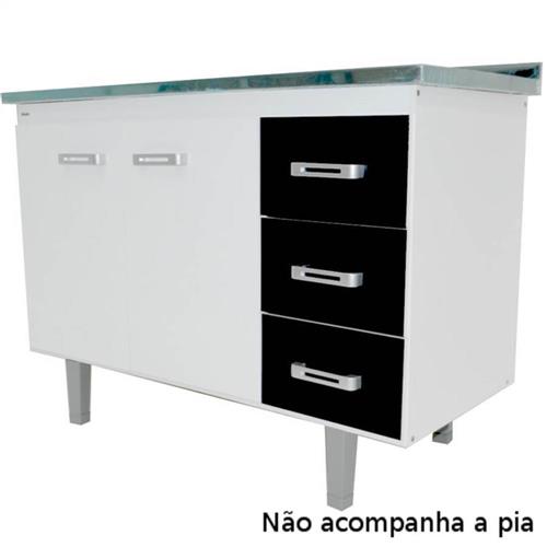 Gabinete Monza para Pia 120cm Branco e Preto - UMO-GPN12 - BONATTO Gabinete Monza para Pia 120cm Branco e Preto - UMO-GPN12 - BONATTO