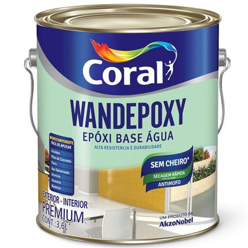 Epóxi Base Água Wandepoxy Acetinado 3.6 Litros Branco - CORAL Epóxi Base Água Wandepoxy Acetinado 3.6 Litros Branco - CORAL