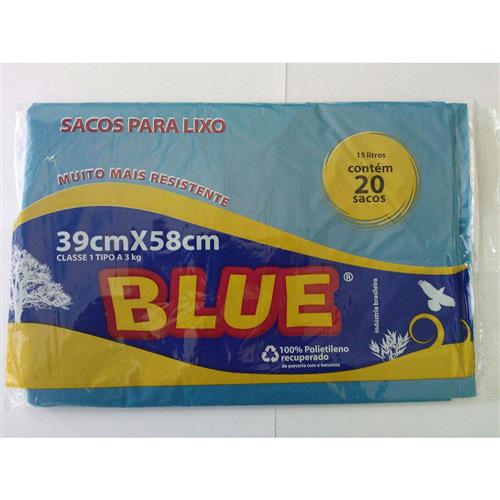 Saco Para Lixo 15 Litros Com 20 Unidades Azul - KI SACO Saco Para Lixo 15 Litros Com 20 Unidades Azul - KI SACO