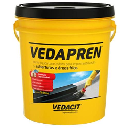 Impermeabilizante Vedapren 18Kg Preto - 111805 - OTTO BAUMGART Impermeabilizante Vedapren 18Kg Preto - 111805 - OTTO BAUMGART