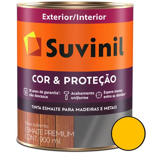 Tinta Esmalte Sintético Cor e Proteção Brilhante Para Madeira e Metal 900ml Amarelo Ouro - 53376762 - SUVINIL Tinta Esmalte Sintético Cor e Proteção Brilhante Para Madeira e Metal 900ml Amarelo Ouro - 53376762 - SUVINIL