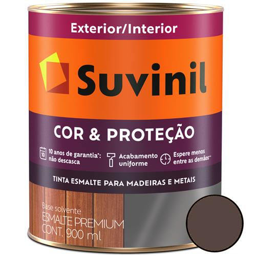 Tinta Esmalte Sintético Cor e Proteção Brilhante Para Madeira e Metal 900ml Marrom - 53380154 - SUVINIL Tinta Esmalte Sintético Cor e Proteção Brilhante Para Madeira e Metal 900ml Marrom - 53380154 - SUVINIL