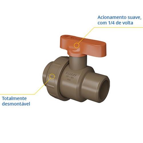 Registro de Esfera Soldável com União 50mm - 10350501 - FORTLEV Registro de Esfera Soldável com União 50mm - 10350501 - FORTLEV