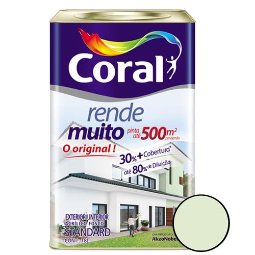 Tinta Acrílica Rende Muito Fosco Verde Primavera 18 Litros - CORAL Tinta Acrílica Rende Muito Fosco Verde Primavera 18 Litros - CORAL