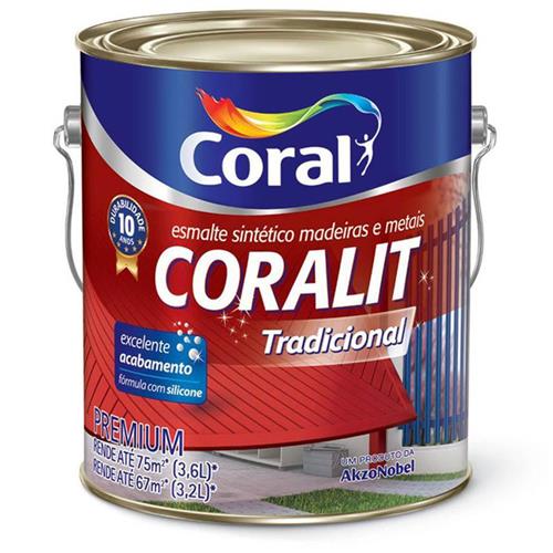 Tinta Esmalte Sintético Coralit Tradicional Brilhante Para Madeira e Metal Branco Gelo 3,6 Litros - CORAL Tinta Esmalte Sintético Coralit Tradicional Brilhante Para Madeira e Metal Branco Gelo 3,6 Litros - CORAL