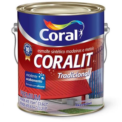 Tinta Esmalte Sintético Coralit Tradicional Brilhante Para Madeira e Metal Preto 3,6 Litros - CORAL Tinta Esmalte Sintético Coralit Tradicional Brilhante Para Madeira e Metal Preto 3,6 Litros - CORAL
