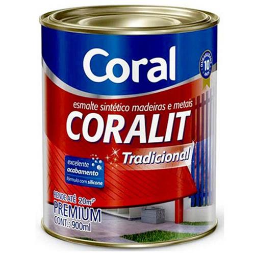 Tinta Esmalte Sintético Coralit Tradicional Brilhante Para Madeira e Metal Branco 900ml - CORAL Tinta Esmalte Sintético Coralit Tradicional Brilhante Para Madeira e Metal Branco 900ml - CORAL