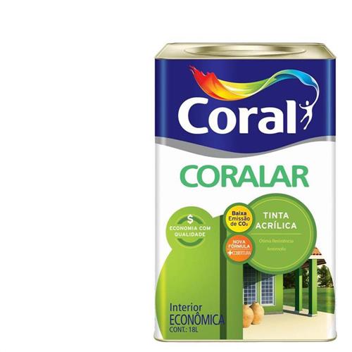 Tinta Acrílica Coralar Branco Gelo 18 Litros - CORAL Tinta Acrílica Coralar Branco Gelo 18 Litros - CORAL