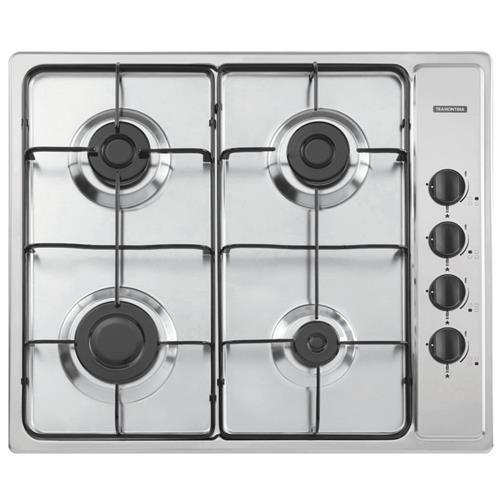 Cooktop em Aço Inox 58x50cm 4 Queimadores a Gás - 94701/501 - TRAMONTINA Cooktop em Aço Inox 58x50cm 4 Queimadores a Gás - 94701/501 - TRAMONTINA