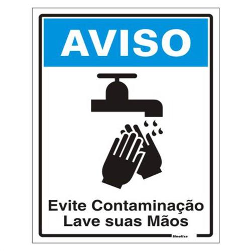 Placa de Poliestireno Auto-Adesiva 15x20cm Aviso Evite Contaminação Lave Suas Mãos - 220 BT - SINALIZE Placa de Poliestireno Auto-Adesiva 15x20cm Aviso Evite Contaminação Lave Suas Mãos - 220 BT - SINALIZE