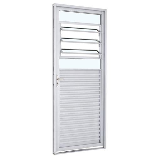 Porta de Abrir Em Aço Com Basculante Direita 217x87 Pratika Branca - 24124010 - SASAZAKI Porta de Abrir Em Aço Com Basculante Direita 217x87 Pratika Branca - 24124010 - SASAZAKI