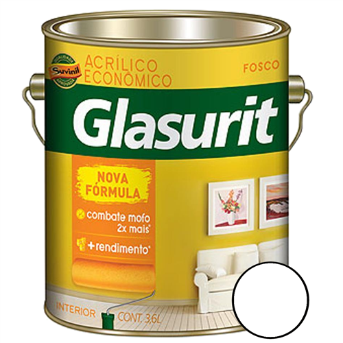 Tinta Acrílica Glasurit Econômico Branco 3,6 Litros - SUVINIL Tinta Acrílica Glasurit Econômico Branco 3,6 Litros - SUVINIL
