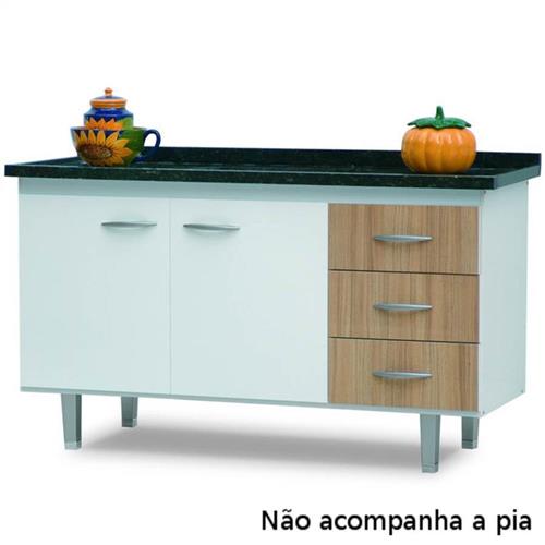 Gabinete Milano para Pia de 1,20 Metros Com 2 Portas e 3 Gavetas Nogal Saara - GPB12 - BONATTO Gabinete Milano para Pia de 1,20 Metros Com 2 Portas e 3 Gavetas Nogal Saara - GPB12 - BONATTO