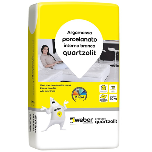 Argamassa Cimentcola Porcelanato Branco Interno 20 KG - 0102000000020PA/PL - QUARTZOLIT Argamassa Cimentcola Porcelanato Branco Interno 20 KG - 0102000000020PA/PL - QUARTZOLIT