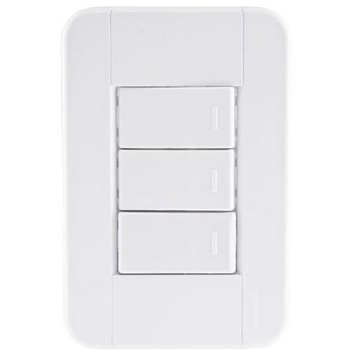 Conjunto 3 Interruptores Simples 10A 250V Tablet - 57240/070 - TRAMONTINA Conjunto 3 Interruptores Simples 10A 250V Tablet - 57240/070 - TRAMONTINA