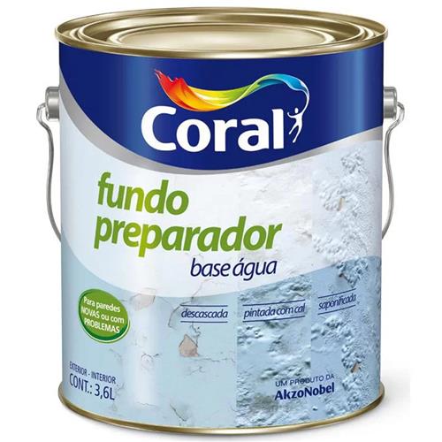 Fundo Preparador Base Água Incolor 3,6 Litros - 5202617 - CORAL Fundo Preparador Base Água Incolor 3,6 Litros - 5202617 - CORAL