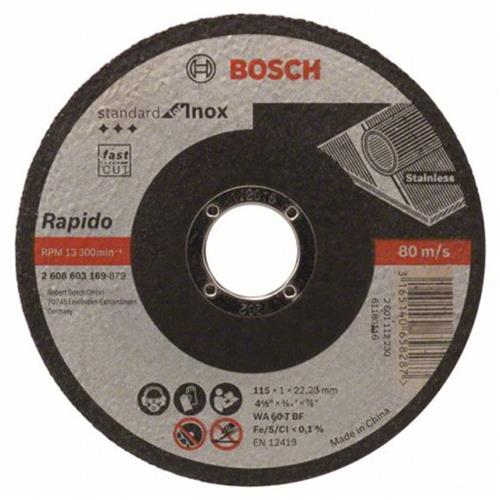 Disco Corte para Inox 115MM Grão 60 - 2608.603.169-000 - BOSCH Disco Corte para Inox 115MM Grão 60 - 2608.603.169-000 - BOSCH