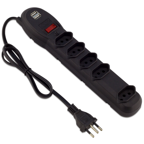 Filtro 5 Tomadas USB Bivolt - 0060500023 - FORCELINE Filtro 5 Tomadas USB Bivolt - 0060500023 - FORCELINE