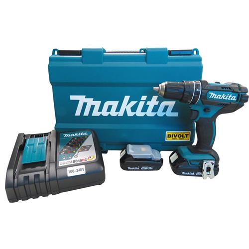 Parafusadeira e Furadeira de Impacto a Bateria 18 Volts com Carregador Bivolt + Kit de Acessórios - DHP482RAE - MAKITA Parafusadeira e Furadeira de Impacto a Bateria 18 Volts com Carregador Bivolt + Kit de Acessórios - DHP482RAE - MAKITA