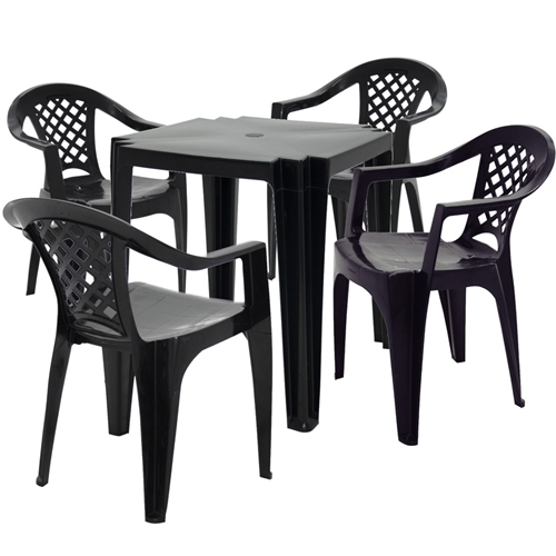 Conjunto de Mesa com Cadeiras Poltrona Plástico Kit 1 Jogo