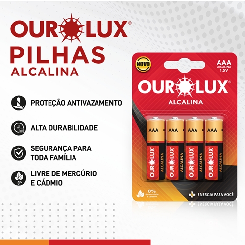 Pilha Alcalina AAA Palito Duracell 4 Unidades