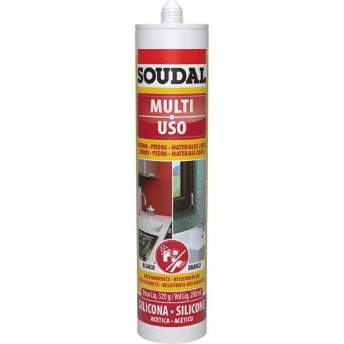 Silicone Acético Multiuso Branco 320 Gramas - 129025 - SOUDAL BRASIL P28863